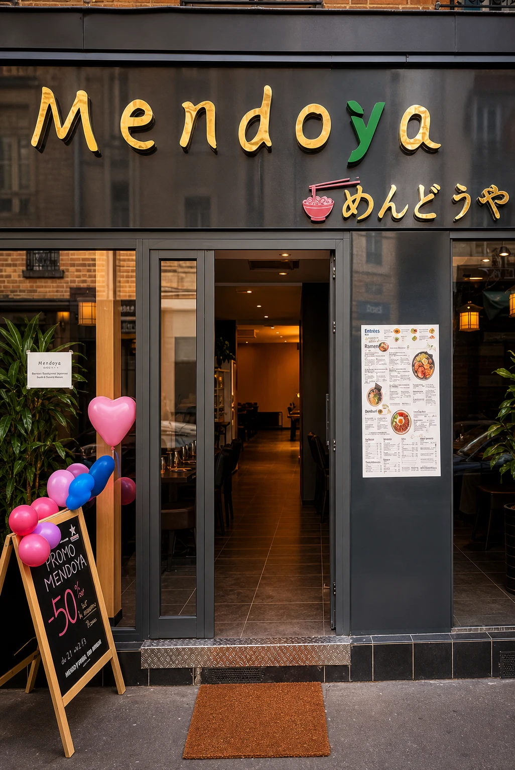 Façade Mendoya avec enseigne dorée
